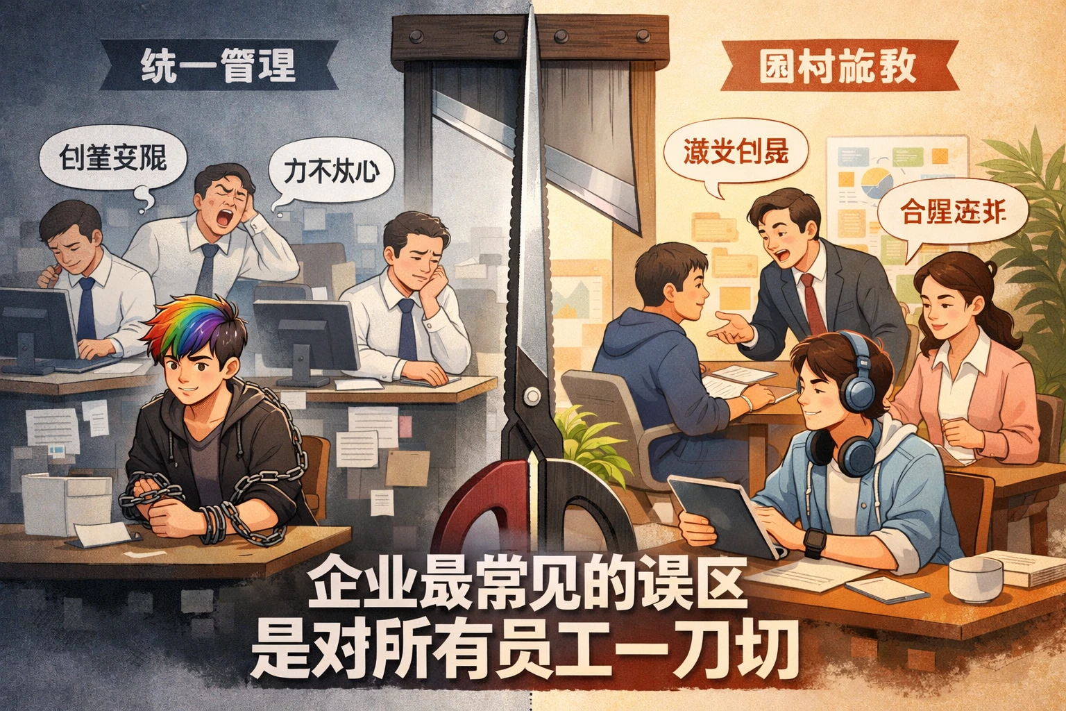 企业最常见的误区，是对所有员工一刀切