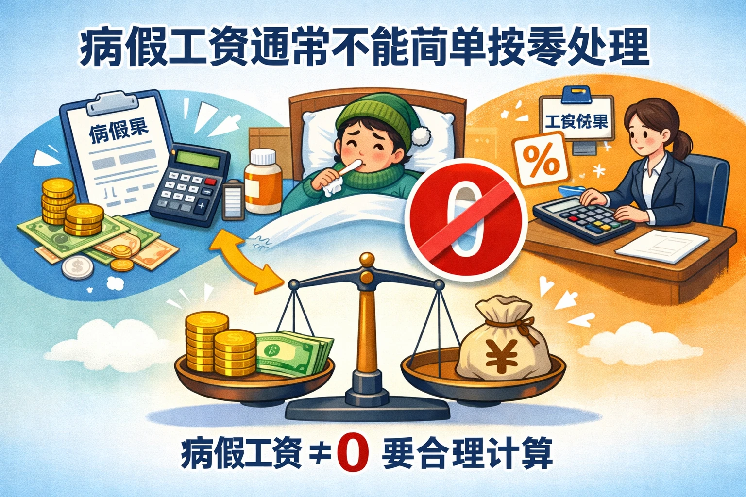 病假工资通常不能简单按零处理