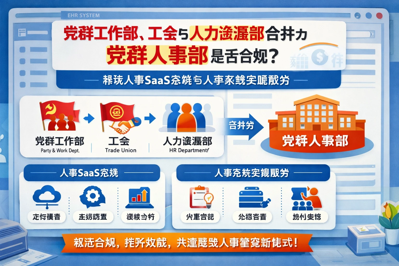 ehr系统视角下,党群工作部、工会与人力资源部合并为党群人事部是否合规?兼谈人事SaaS系统与人事系统实施服务