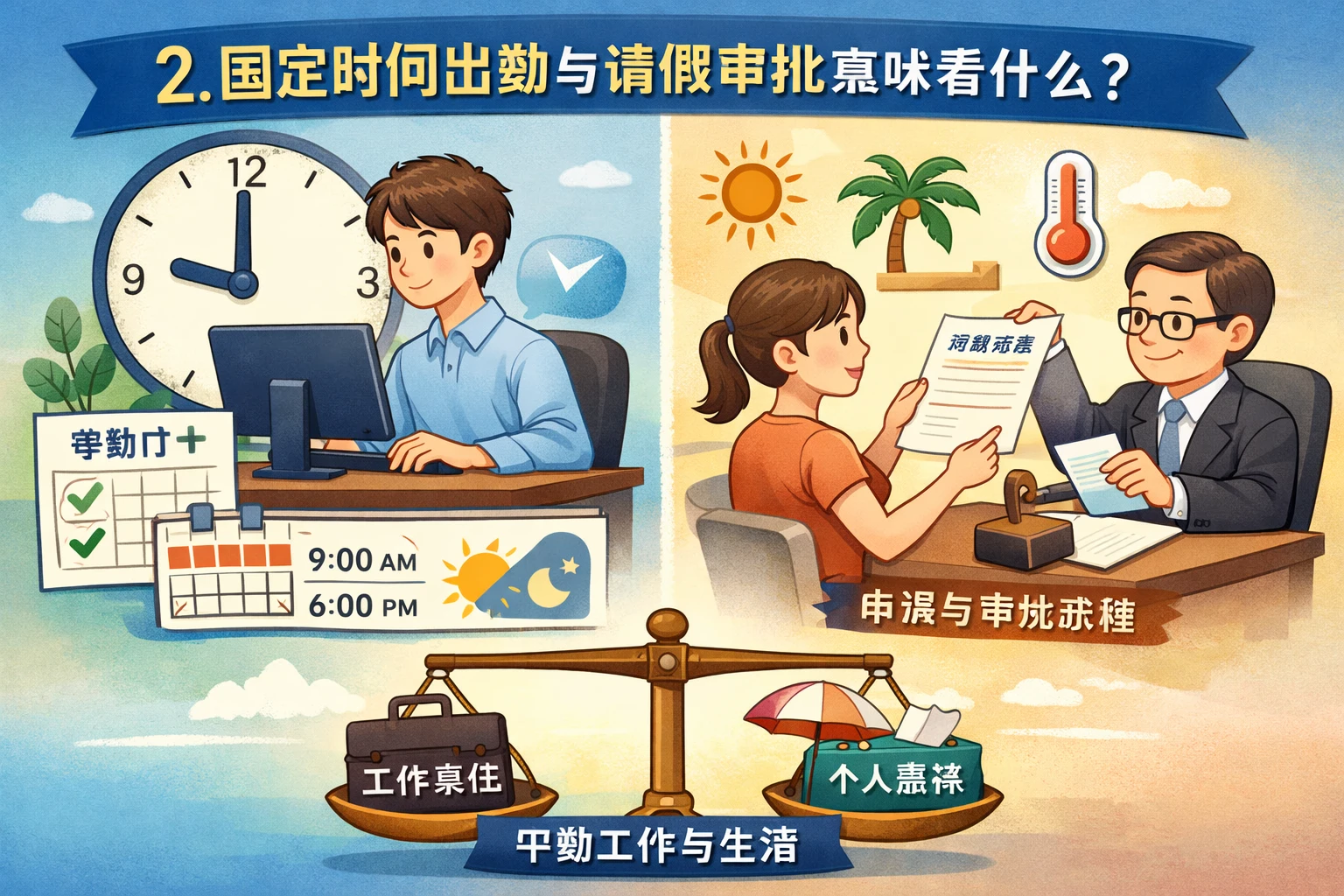 2. 固定时间出勤与请假审批意味着什么