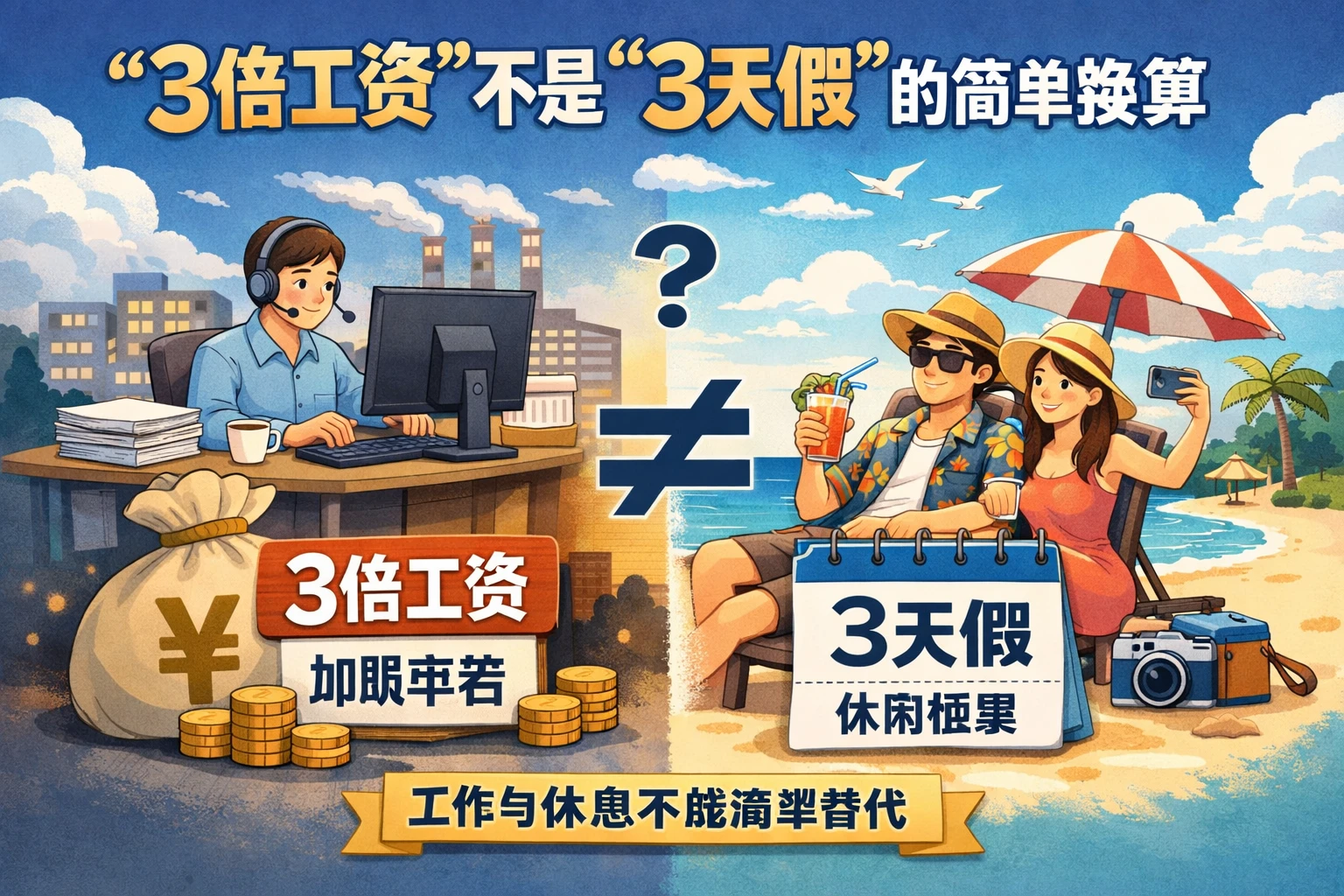 “3倍工资”不是“3天假”的简单换算