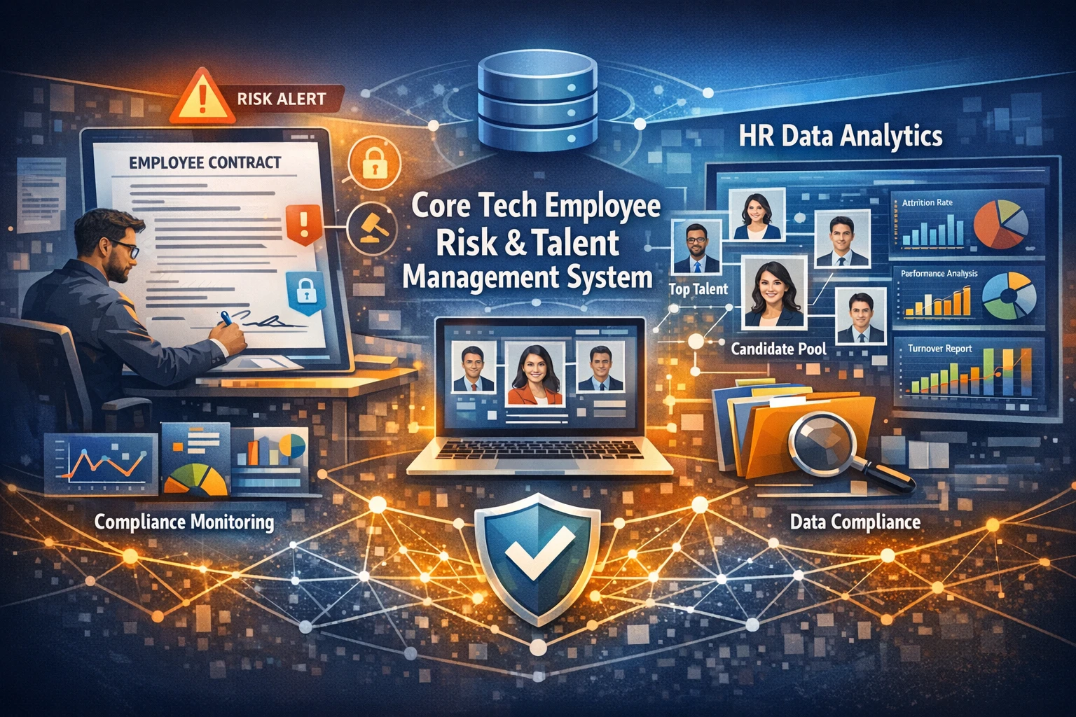 人力资源软件视角下,核心技术员工签约风险与人才库管理系统、人事数据分析系统的合规应用