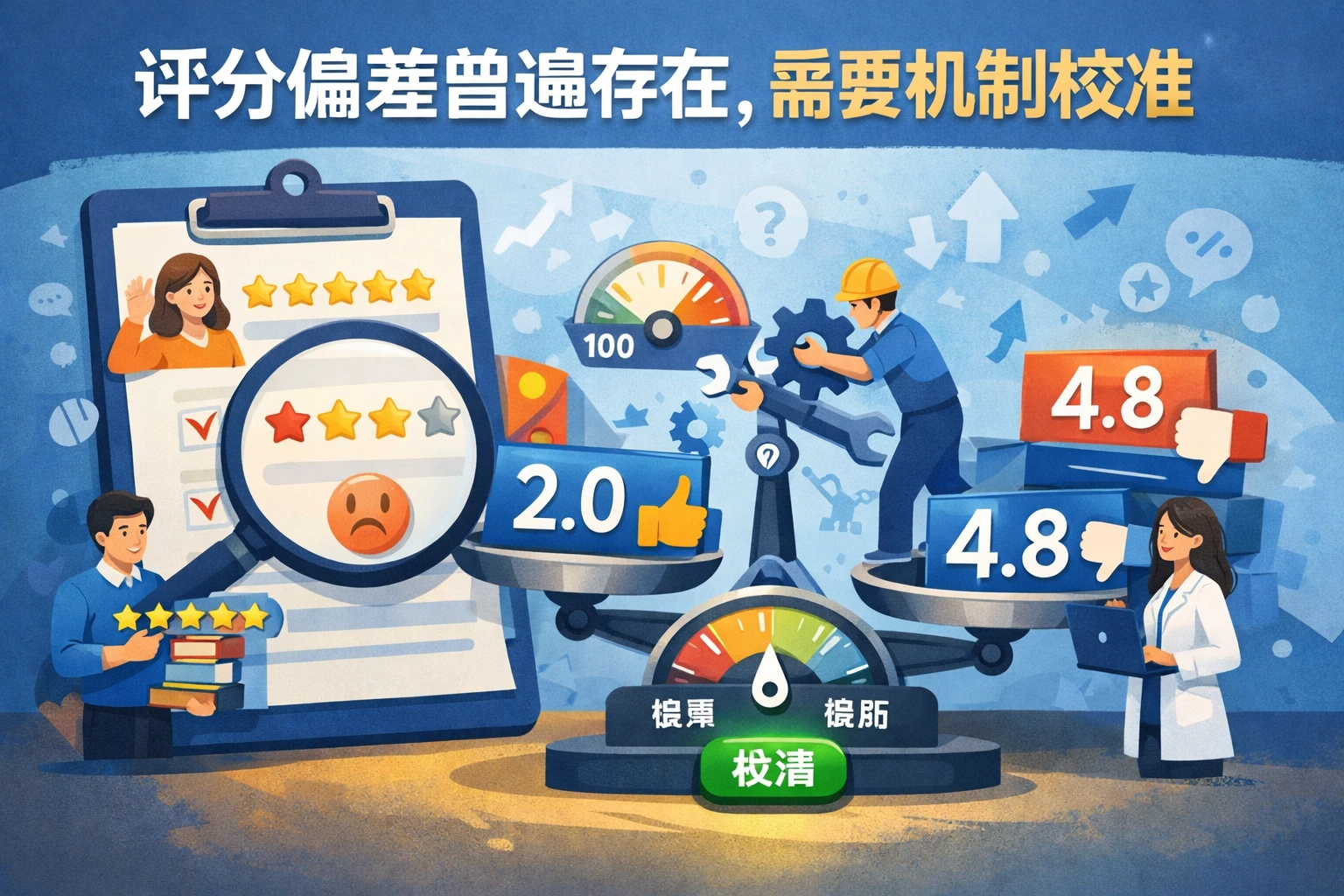 评分偏差普遍存在，需要机制校准