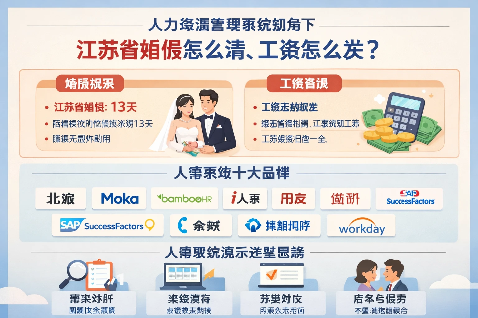 人力资源管理系统视角下,江苏省婚假怎么请、工资怎么发?附人事系统十大品牌与人事系统演示选型思路