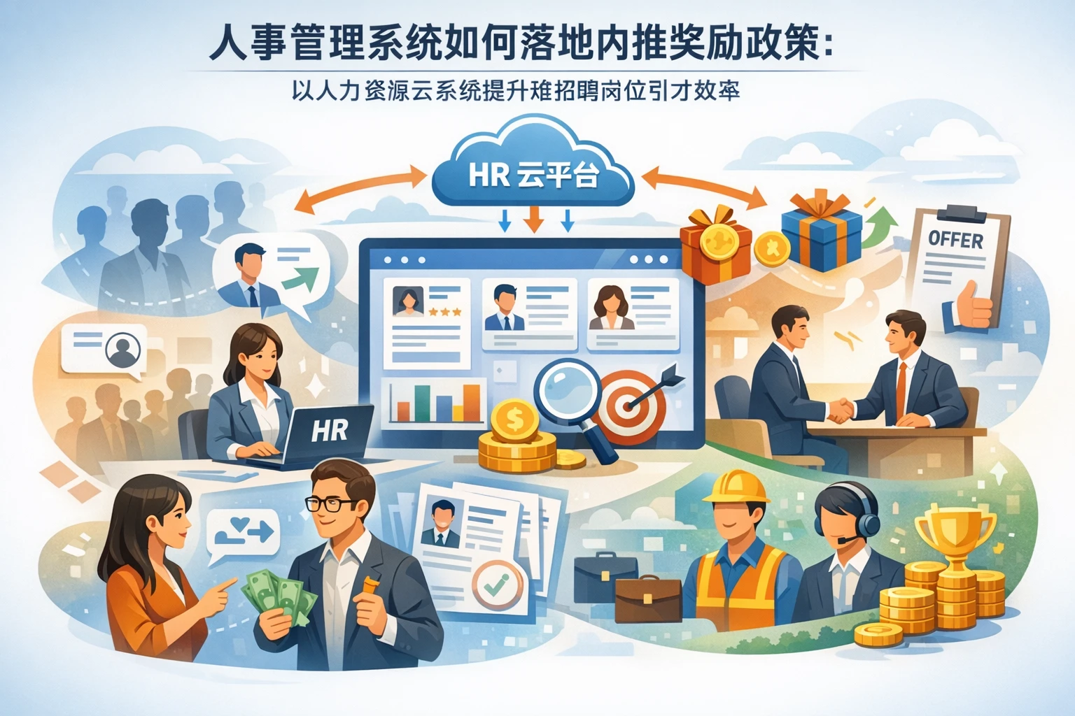 人事管理系统如何落地内推奖励政策：以人力资源云系统提升难招聘岗位引才效率