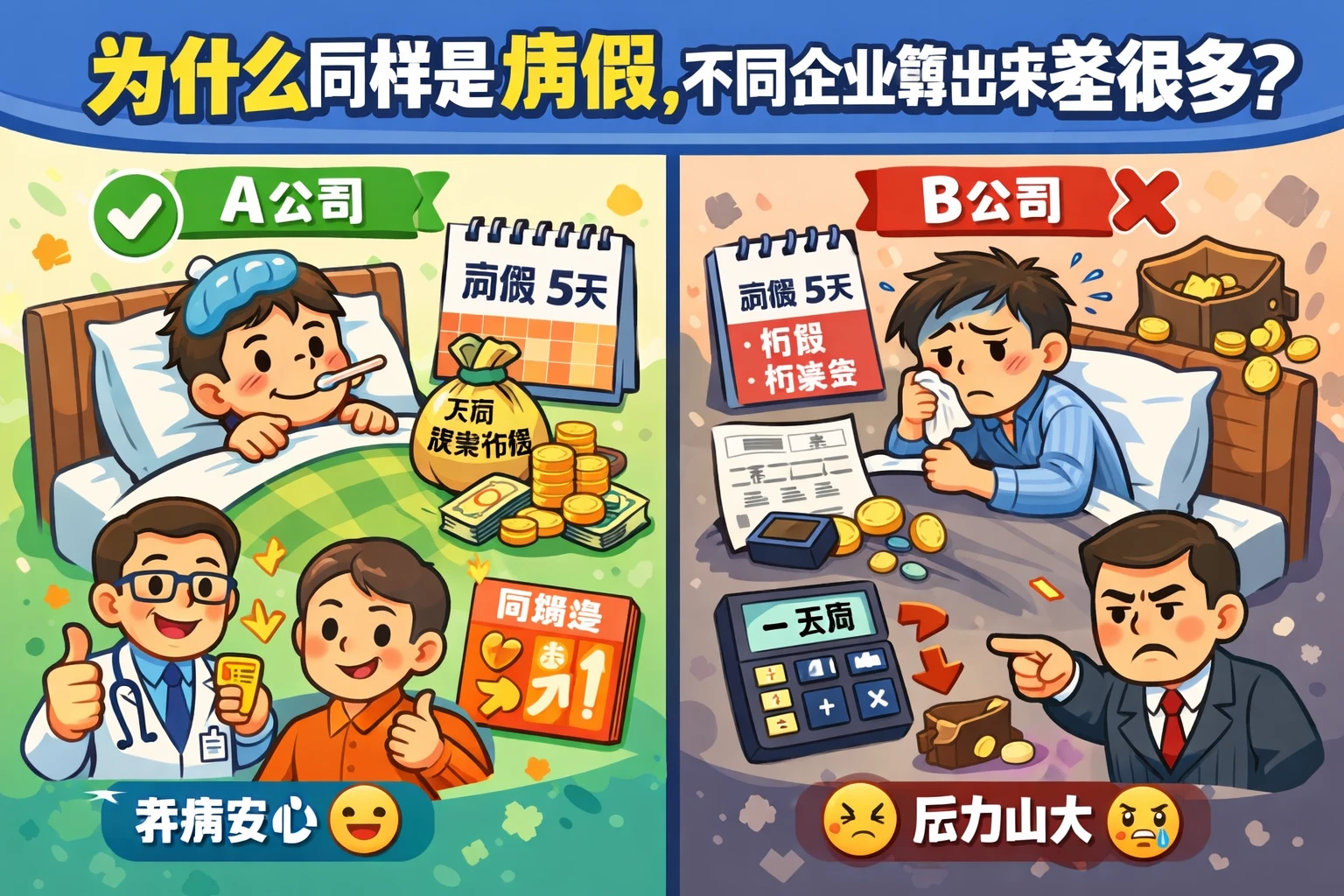 为什么同样是病假，不同企业算出来差很多