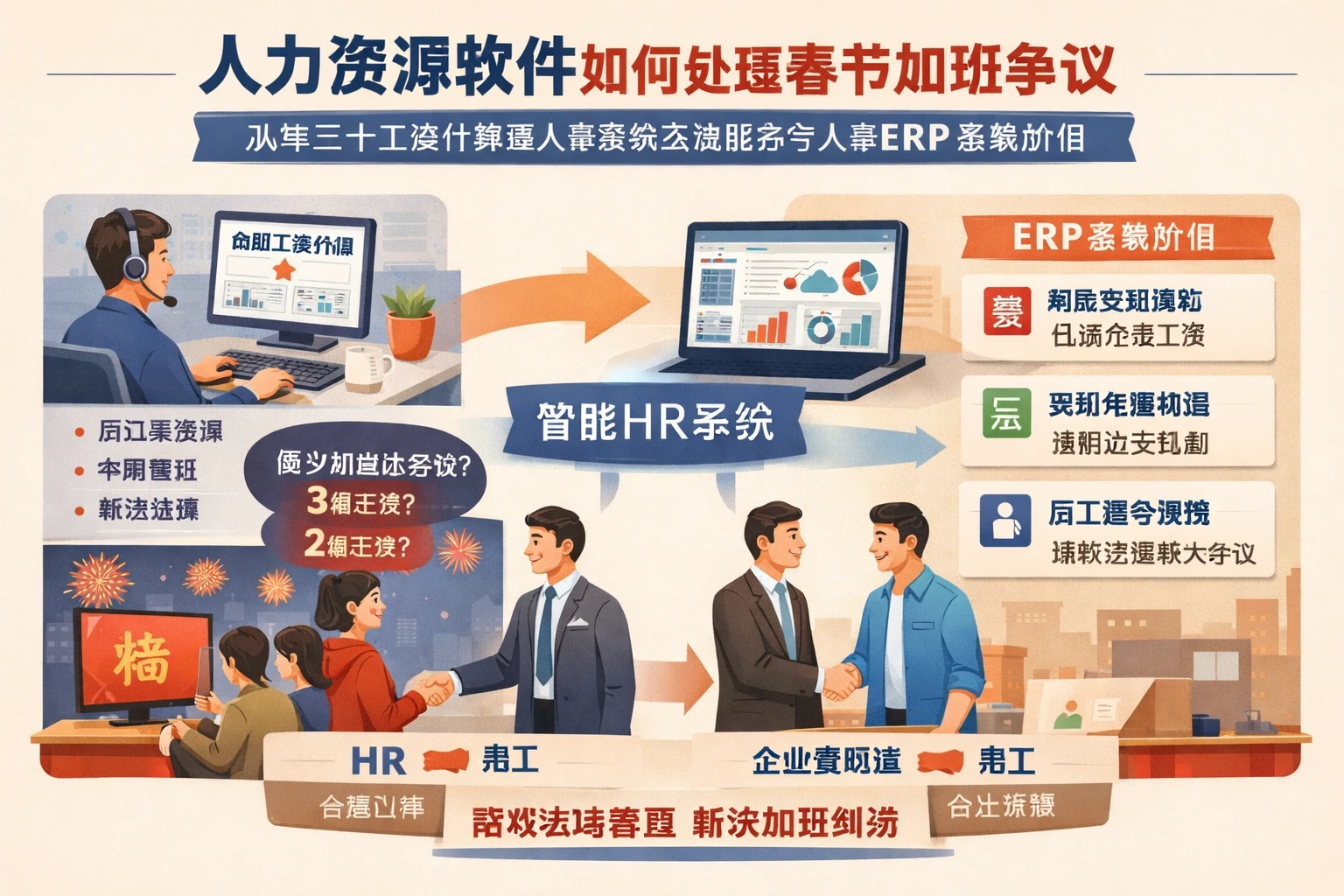 人力资源软件如何处理春节加班争议:从年三十工资计算看人事系统实施服务与人事ERP系统价值