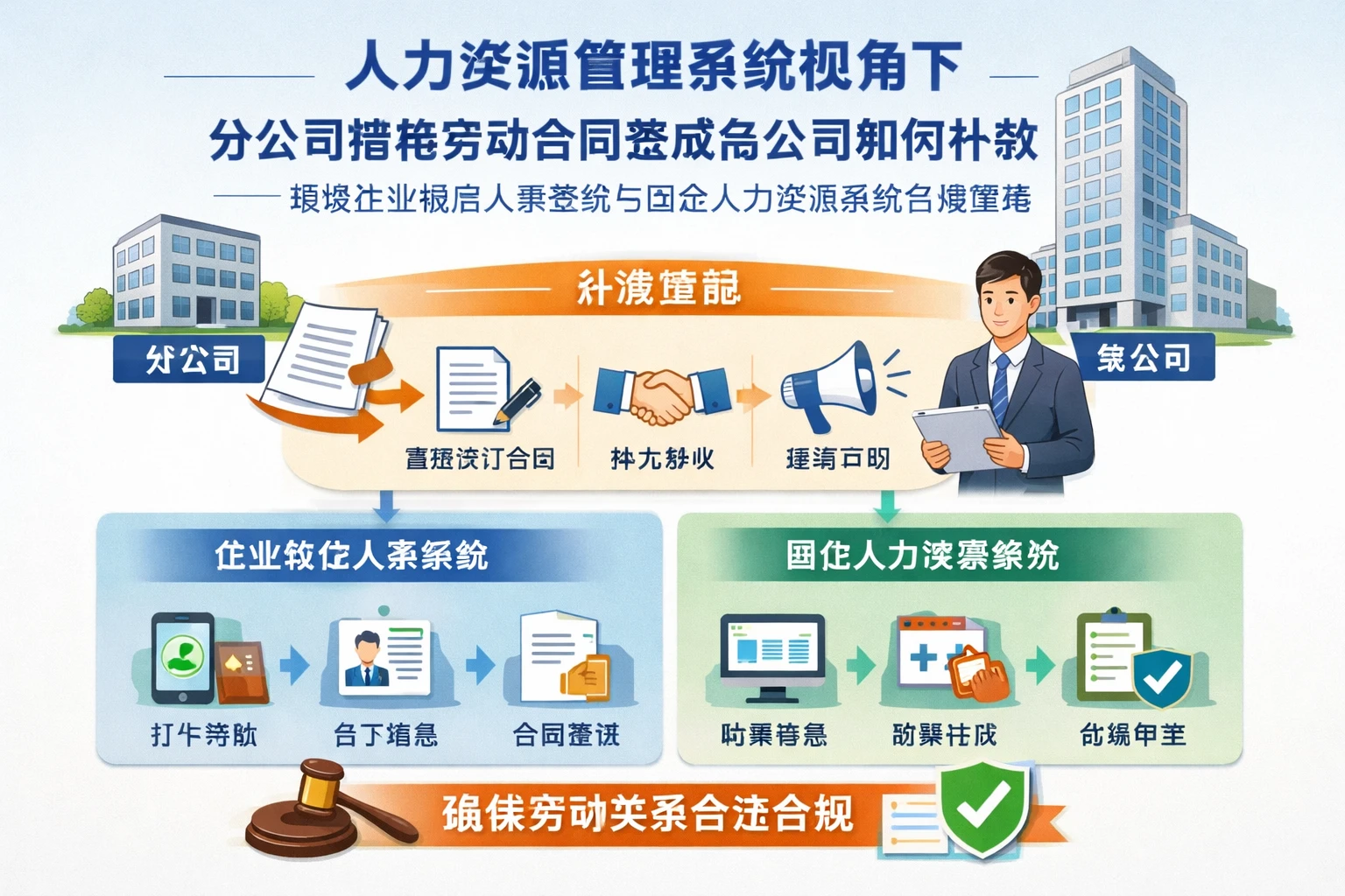 人力资源管理系统视角下，分公司错将劳动合同签成总公司如何补救——兼谈企业微信人事系统与国企人力资源系统合规管理