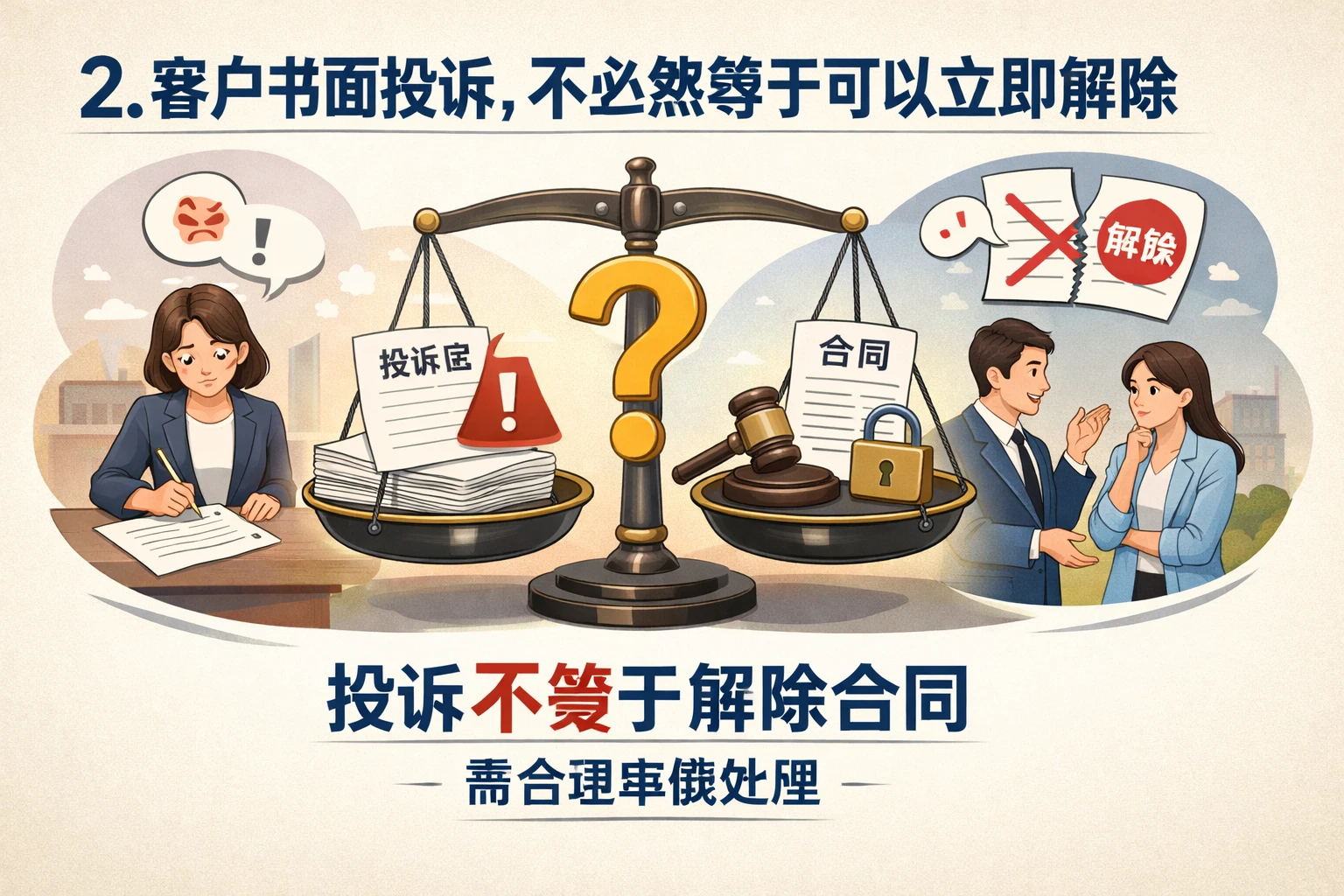 2. 客户书面投诉，不必然等于可以立即解除
