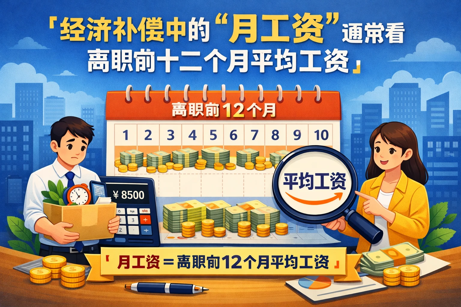 经济补偿中的“月工资”通常看离职前十二个月平均工资