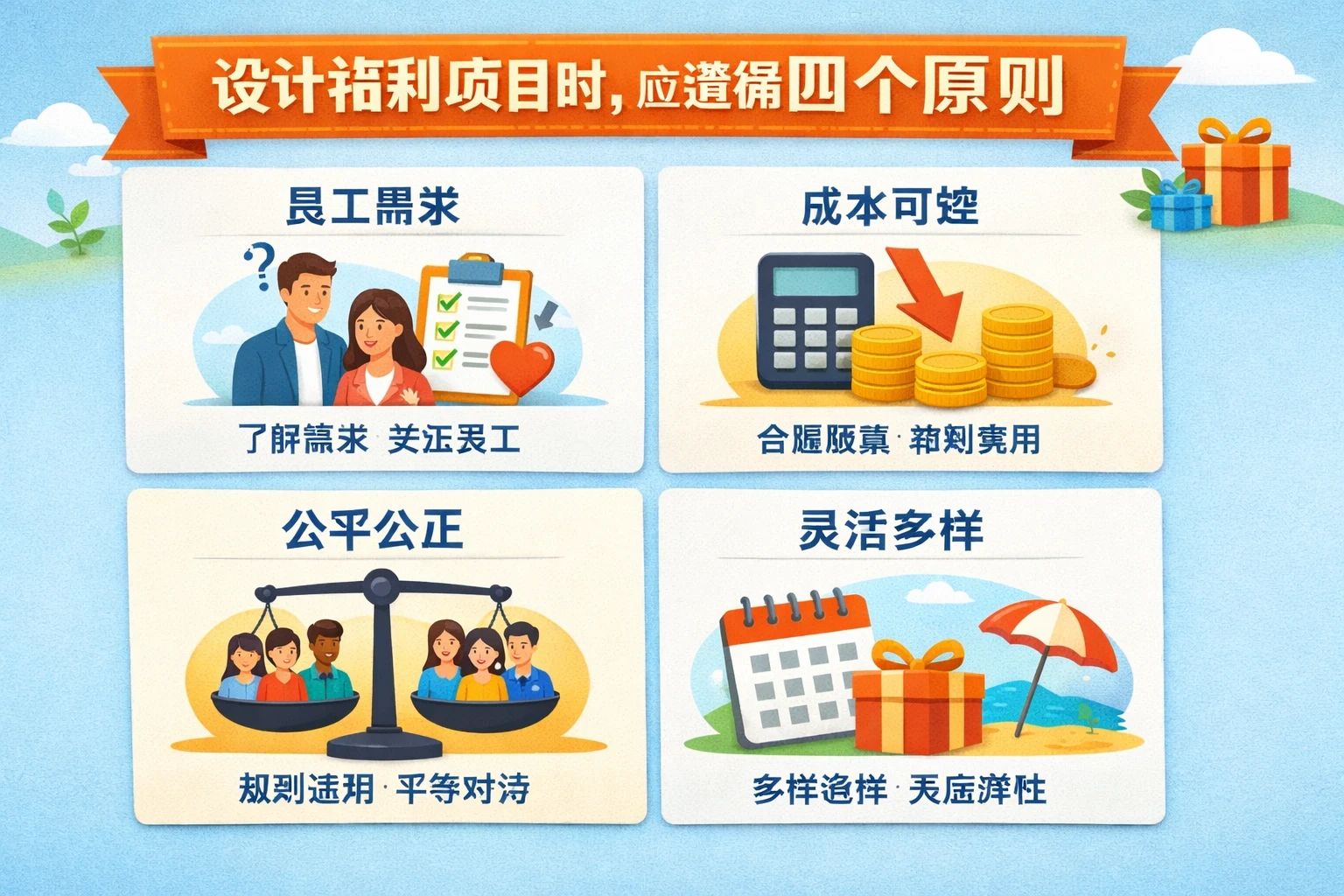 设计福利项目时，应遵循四个原则