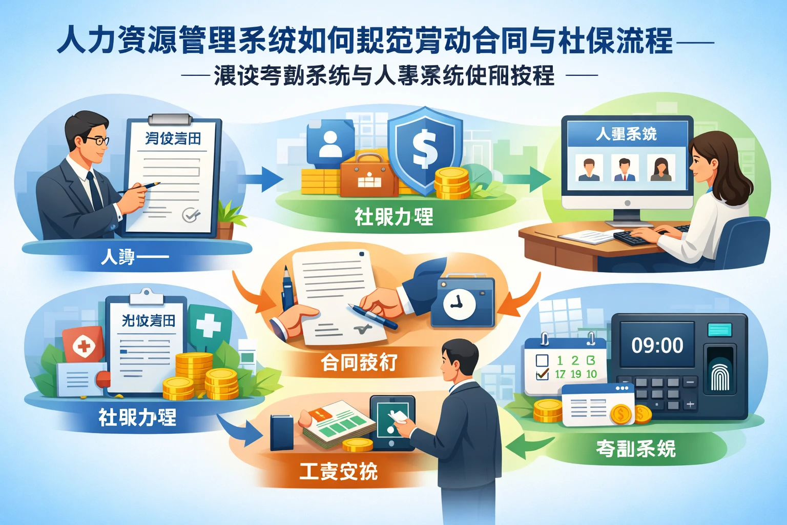 人力资源管理系统如何规范劳动合同与社保流程——兼谈考勤系统与人事系统使用教程