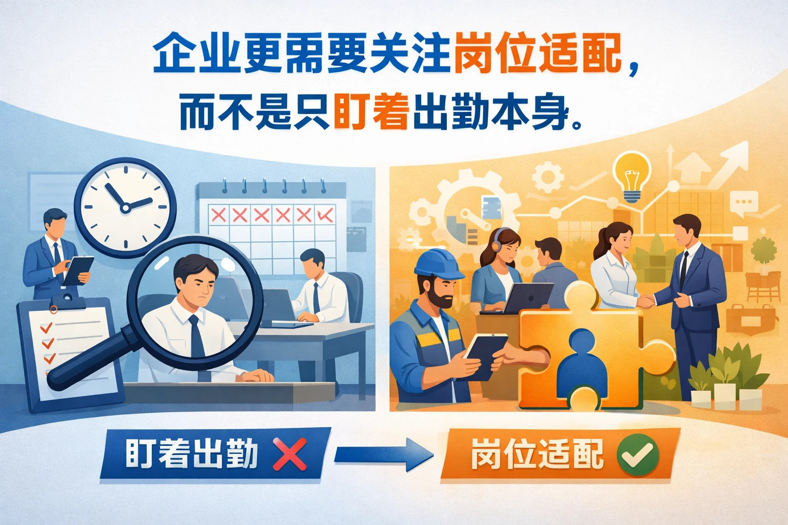 企业更需要关注岗位适配，而不是只盯着出勤本身