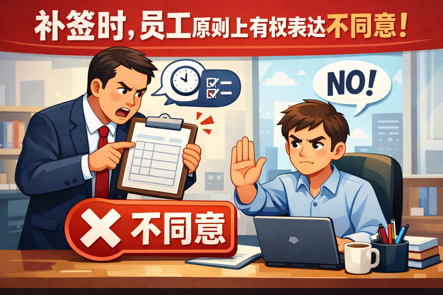 补签时，员工原则上有权表达不同意