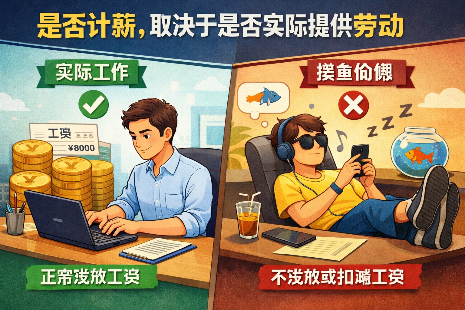 是否计薪，取决于是否实际提供劳动