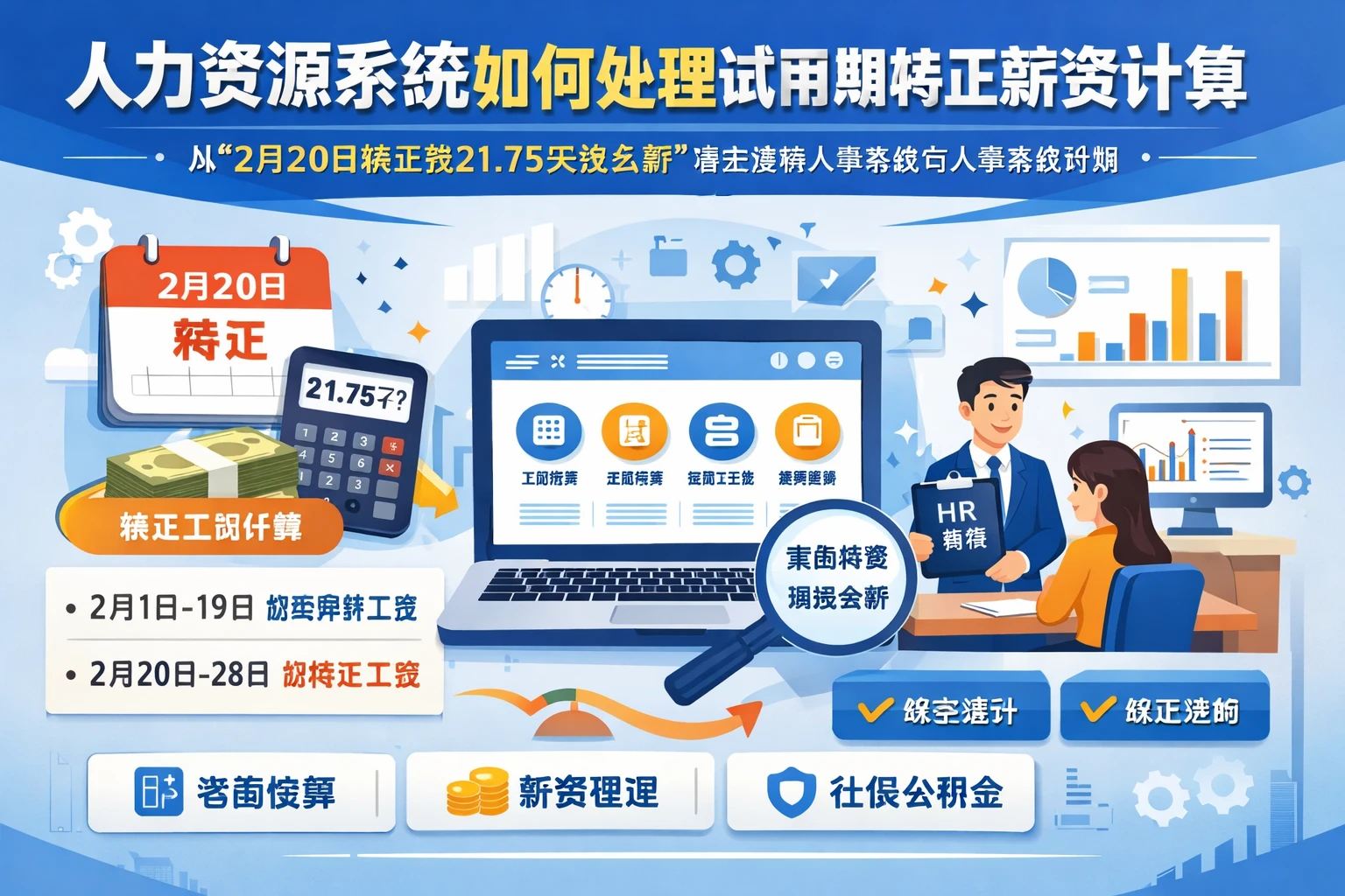 人力资源系统如何处理试用期转正薪资计算——从“2月20日转正按21.75天怎么算”看全模块人事系统与人事系统评测