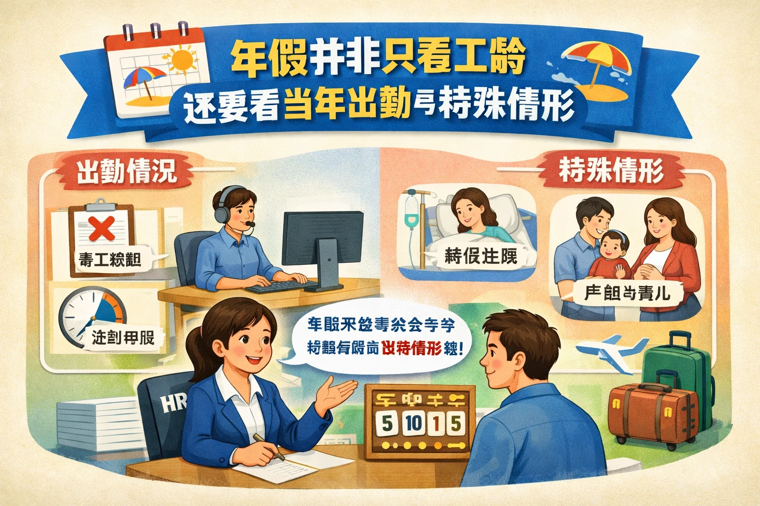 年假并非只看工龄,还要看当年出勤与特殊情形