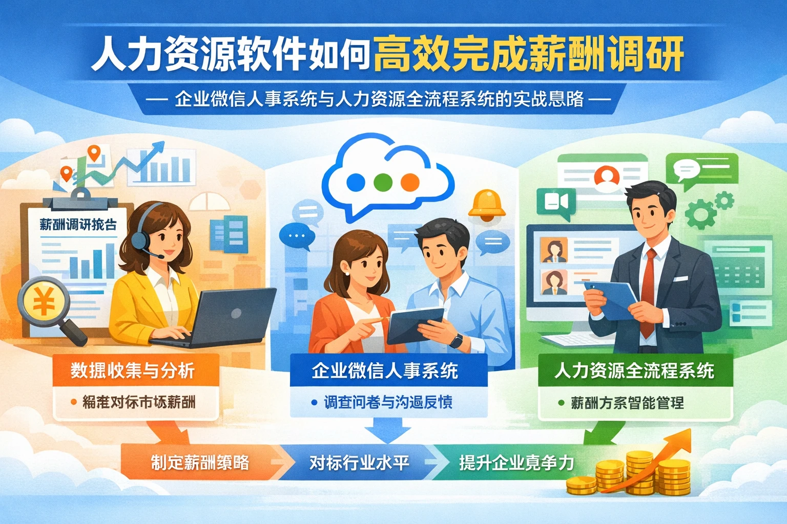人力资源软件如何高效完成薪酬调研：企业微信人事系统与人力资源全流程系统的实战思路