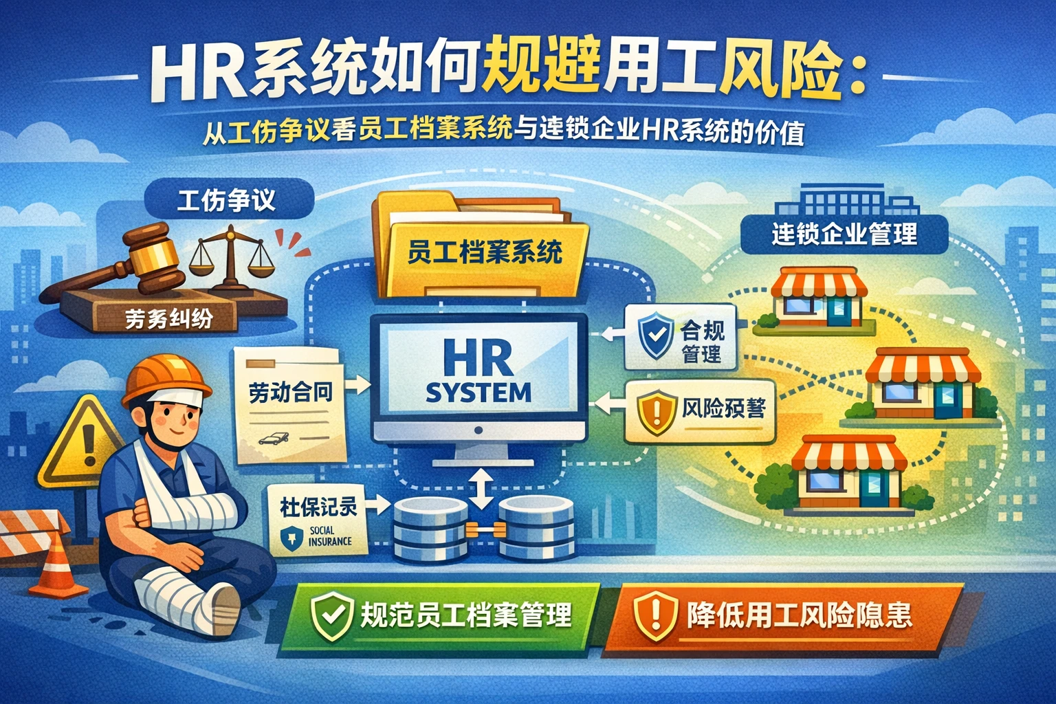 HR系统如何规避用工风险：从工伤争议看员工档案系统与连锁企业HR系统的价值