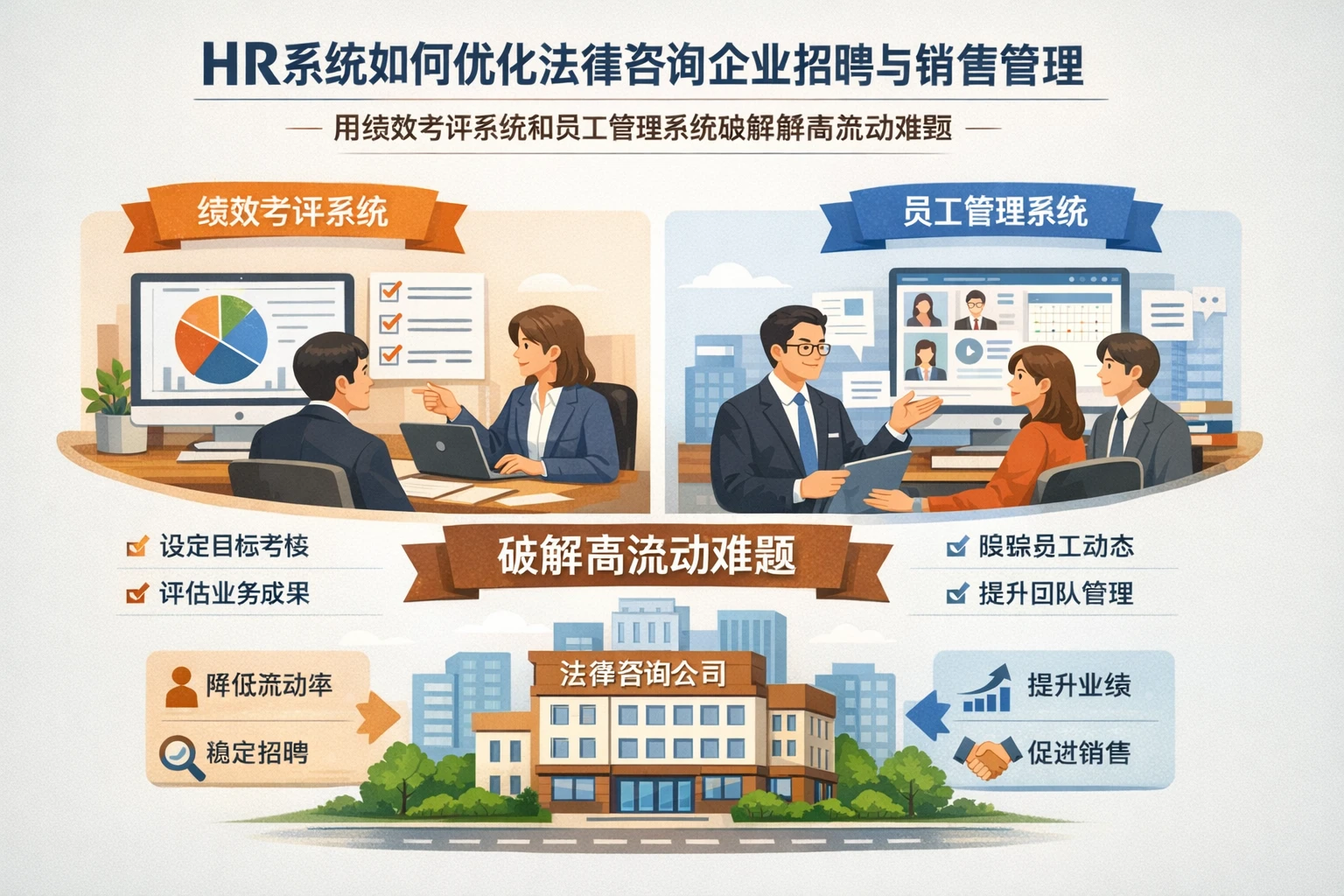 HR系统如何优化法律咨询企业招聘与销售管理：用绩效考评系统和员工管理系统破解高流动难题