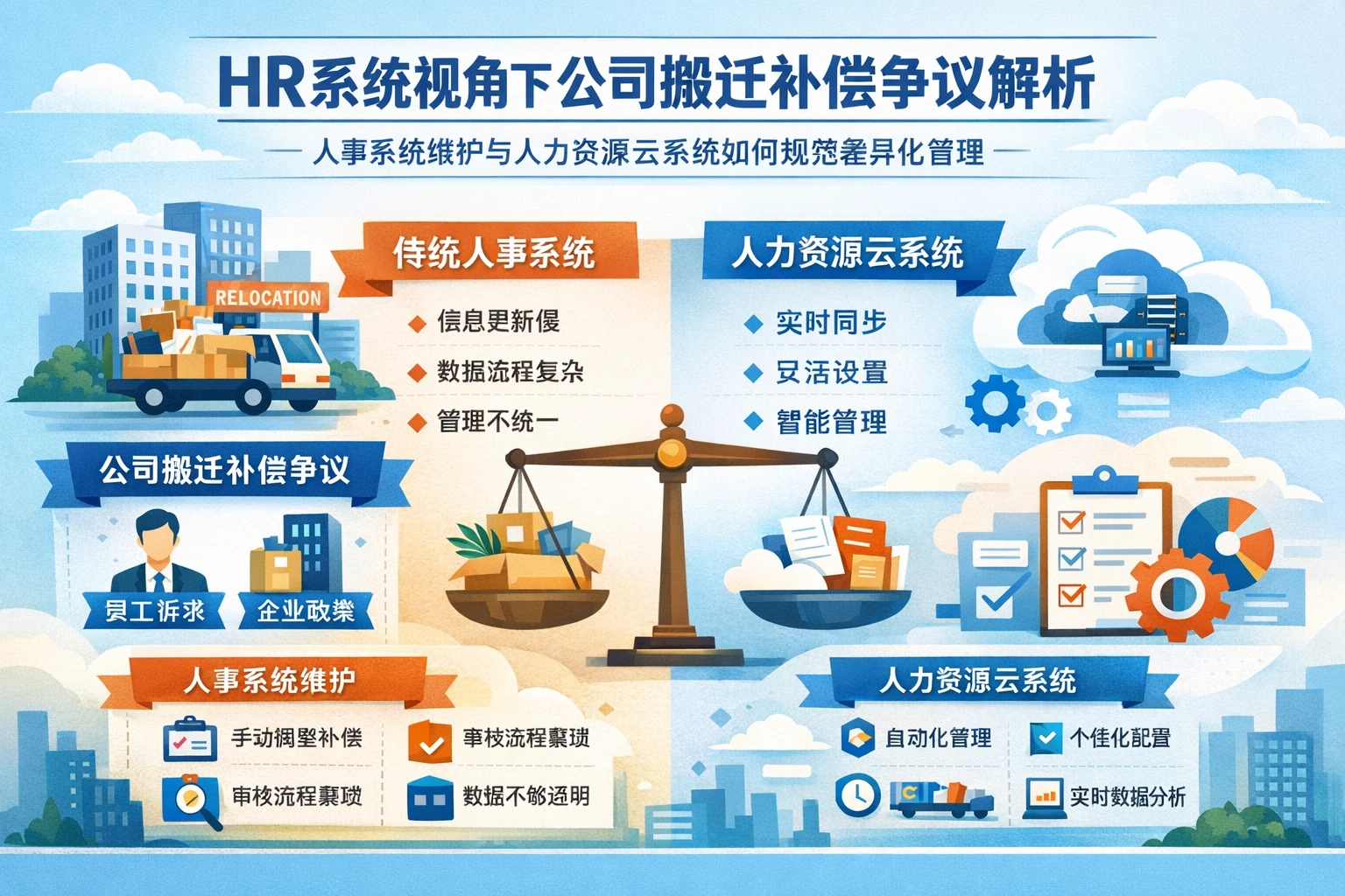 HR系统视角下公司搬迁补偿争议解析：人事系统维护与人力资源云系统如何规范差异化管理