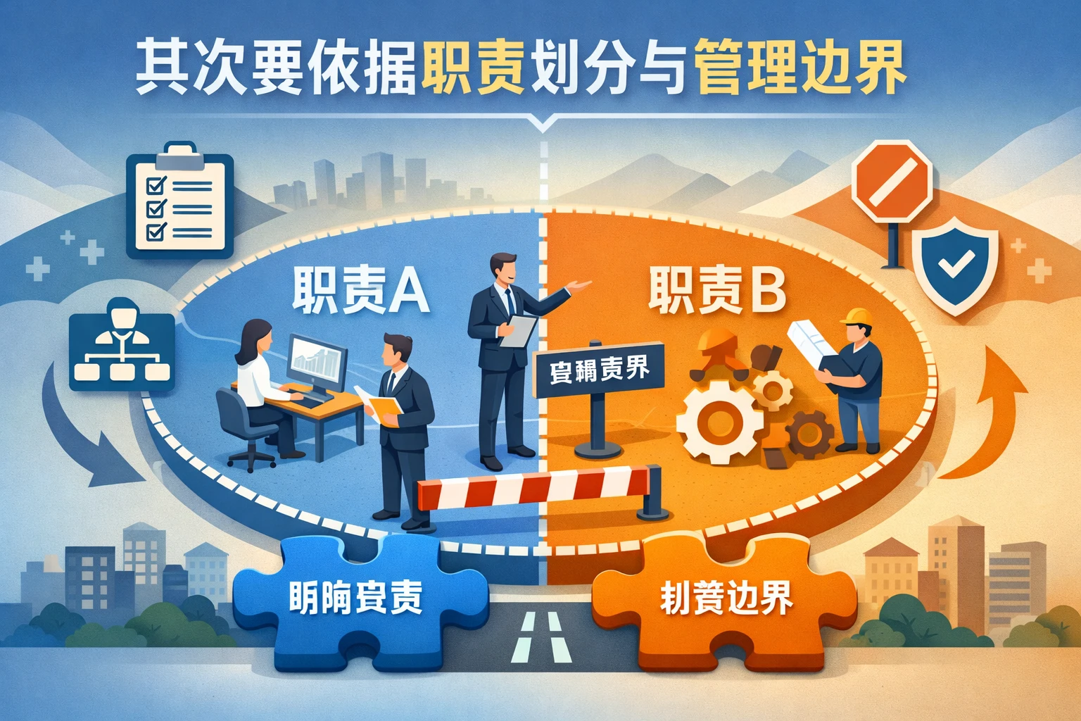 其次要依据职责划分与管理边界