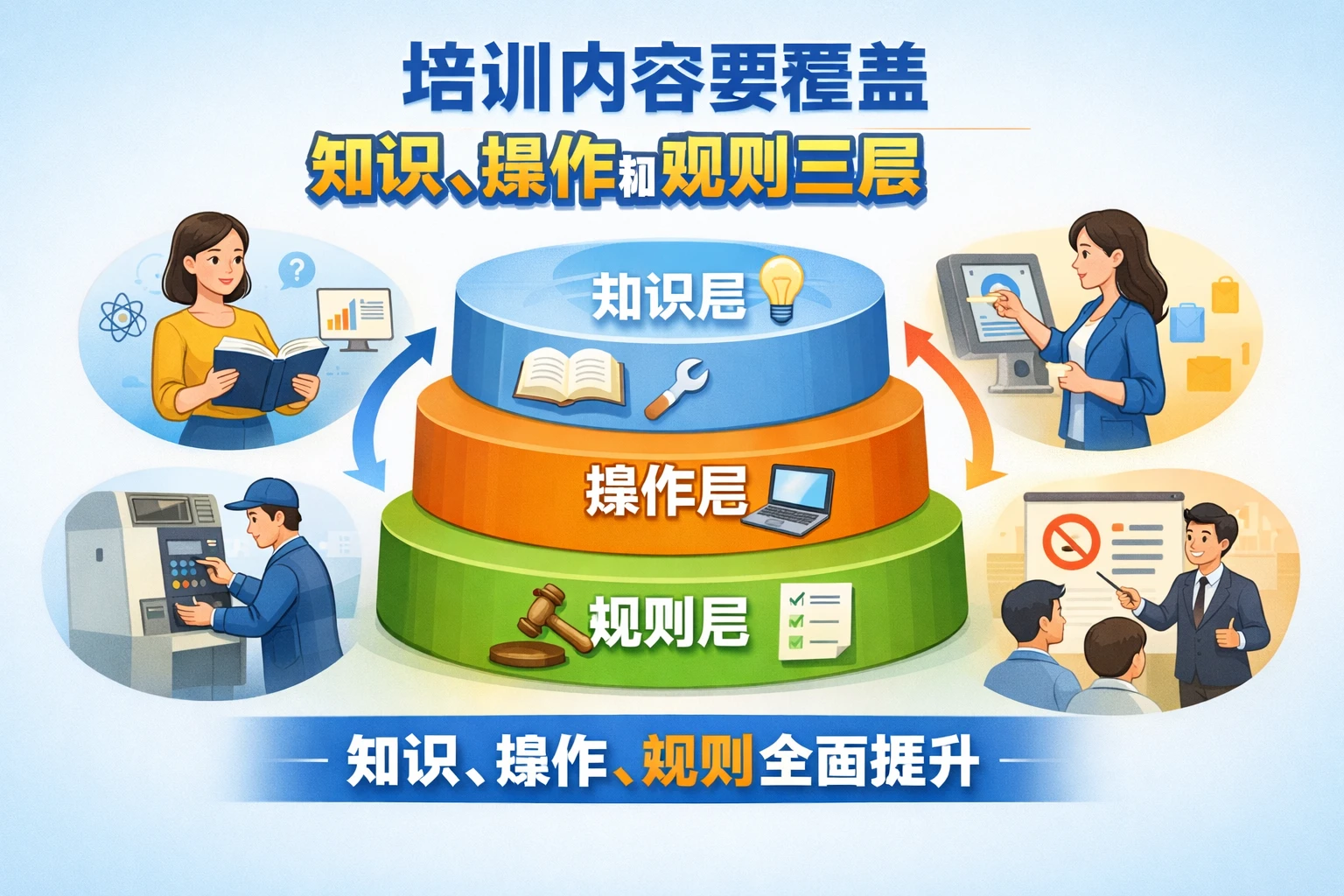 培训内容要覆盖知识、操作和规则三层