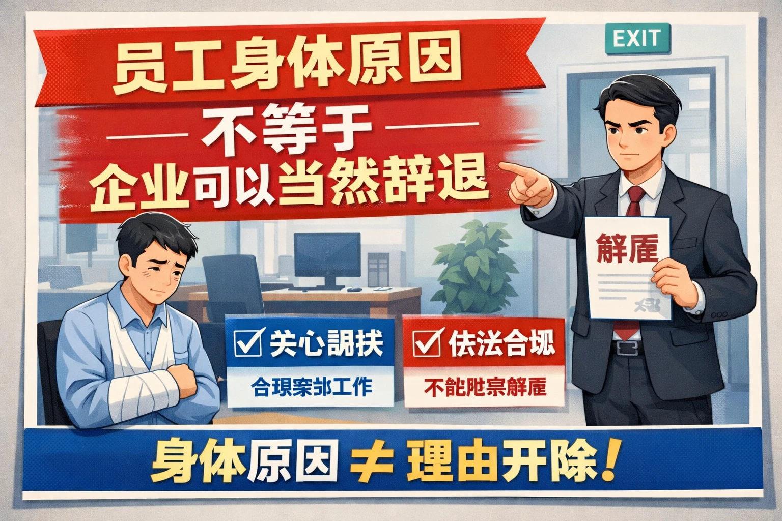 员工身体原因，不等于企业可以当然辞退