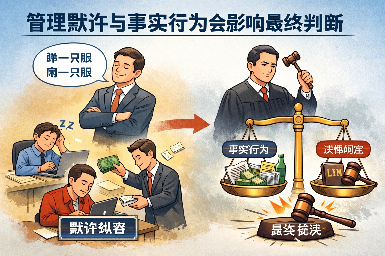 管理默许与事实行为会影响最终判断