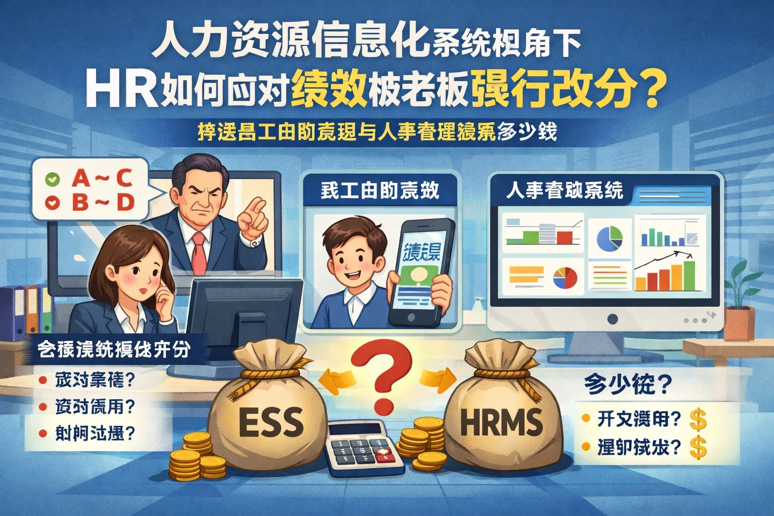 人力资源信息化系统视角下，HR如何应对绩效被老板强行改分？兼谈员工自助系统与人事管理系统多少钱