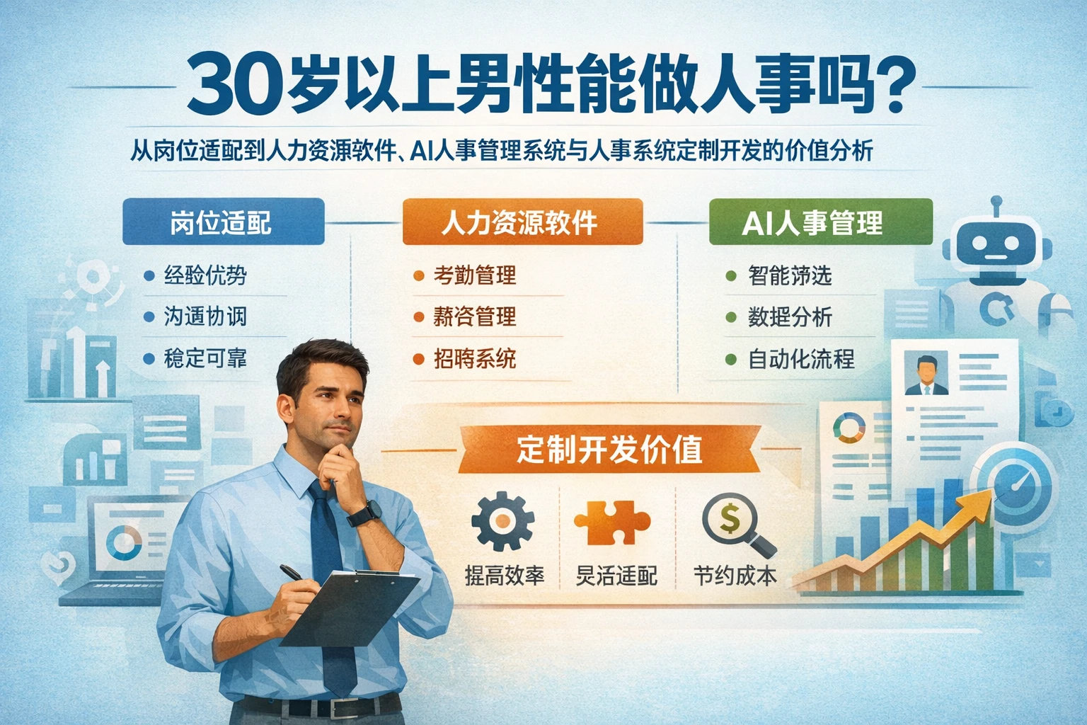 30岁以上男性能做人事吗？从岗位适配到人力资源软件、AI人事管理系统与人事系统定制开发的价值分析