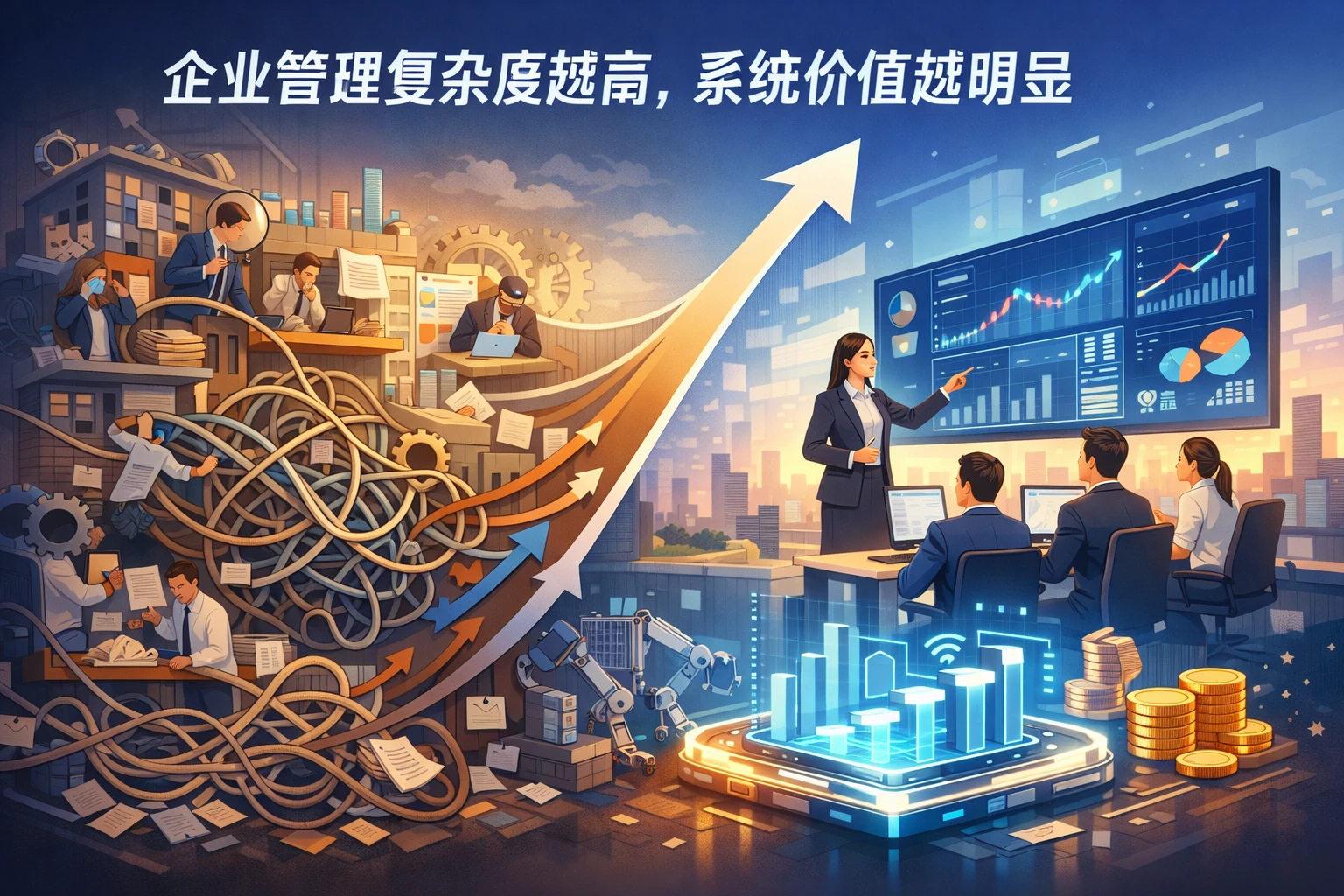 企业管理复杂度越高，系统价值越明显