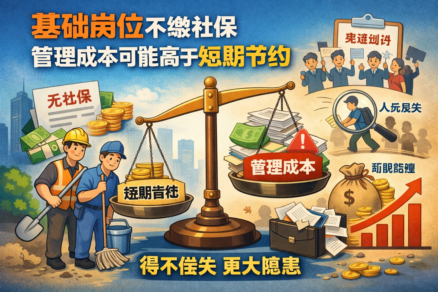 基础岗位不缴社保，管理成本可能高于短期节约