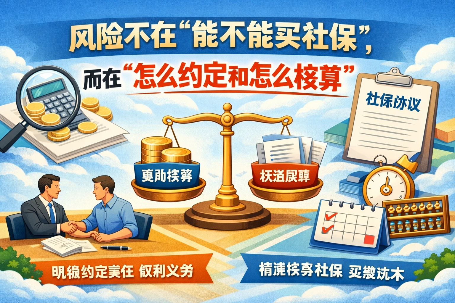 风险不在“能不能买社保”，而在“怎么约定和怎么核算”