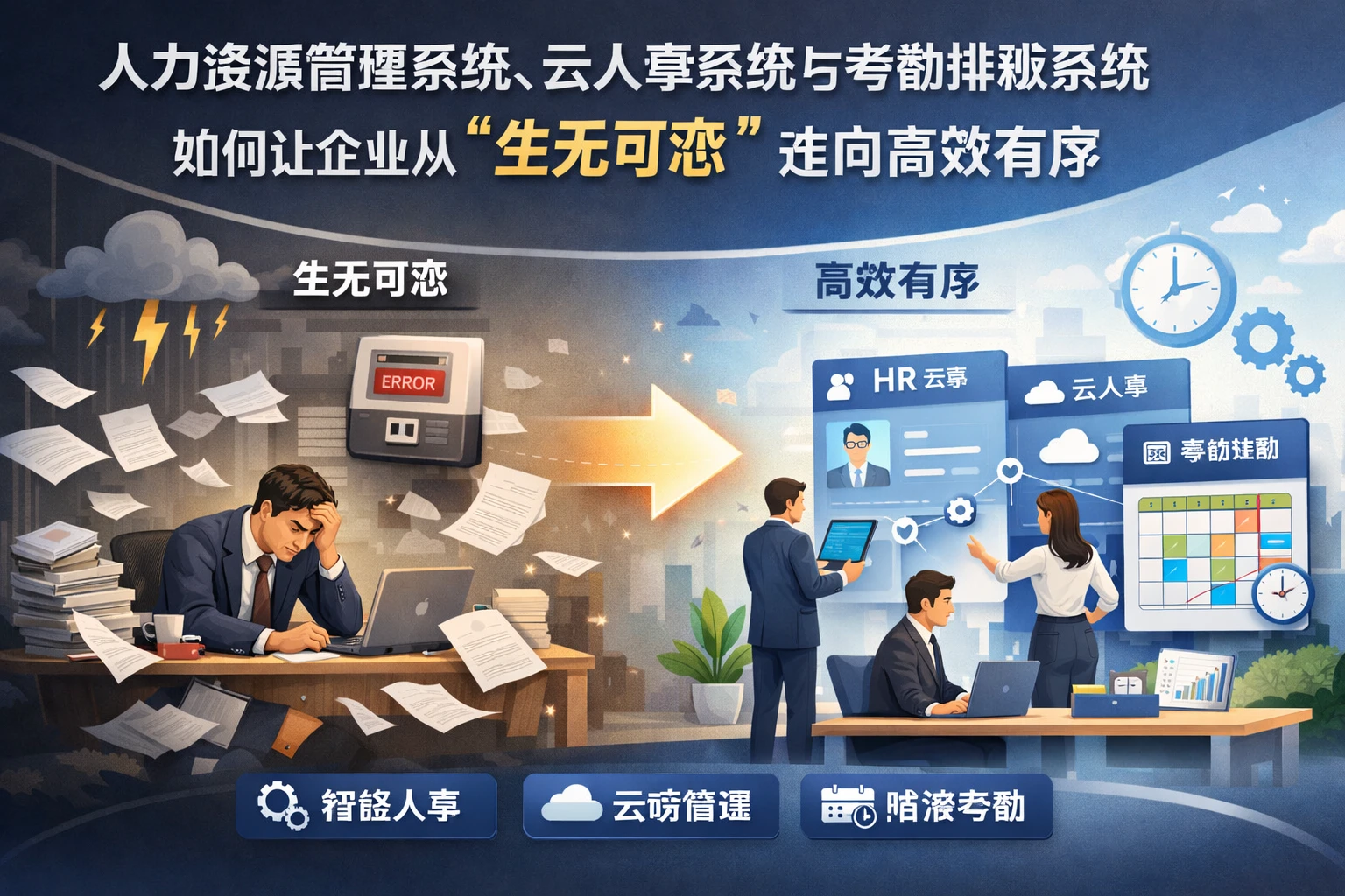人力资源管理系统、云人事系统与考勤排班系统，如何让企业从“生无可恋”走向高效有序