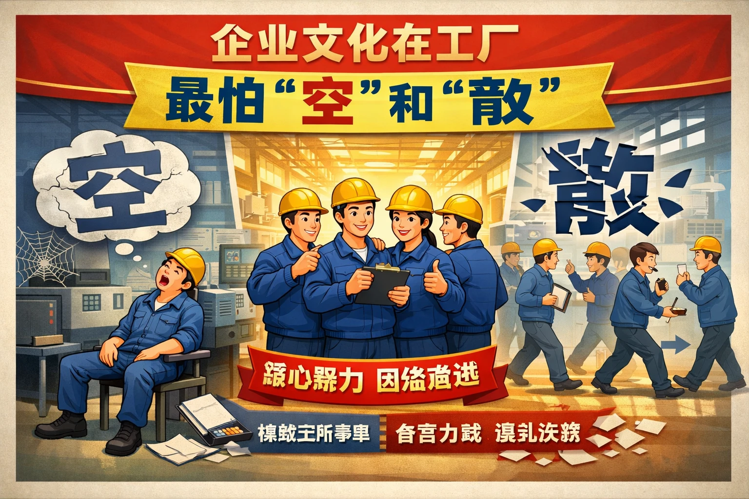 企业文化在工厂场景中，最怕“空”和“散”