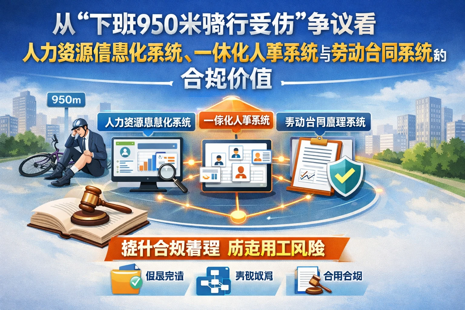 从“下班950米骑行受伤”争议看人力资源信息化系统、一体化人事系统与劳动合同管理系统的合规价值