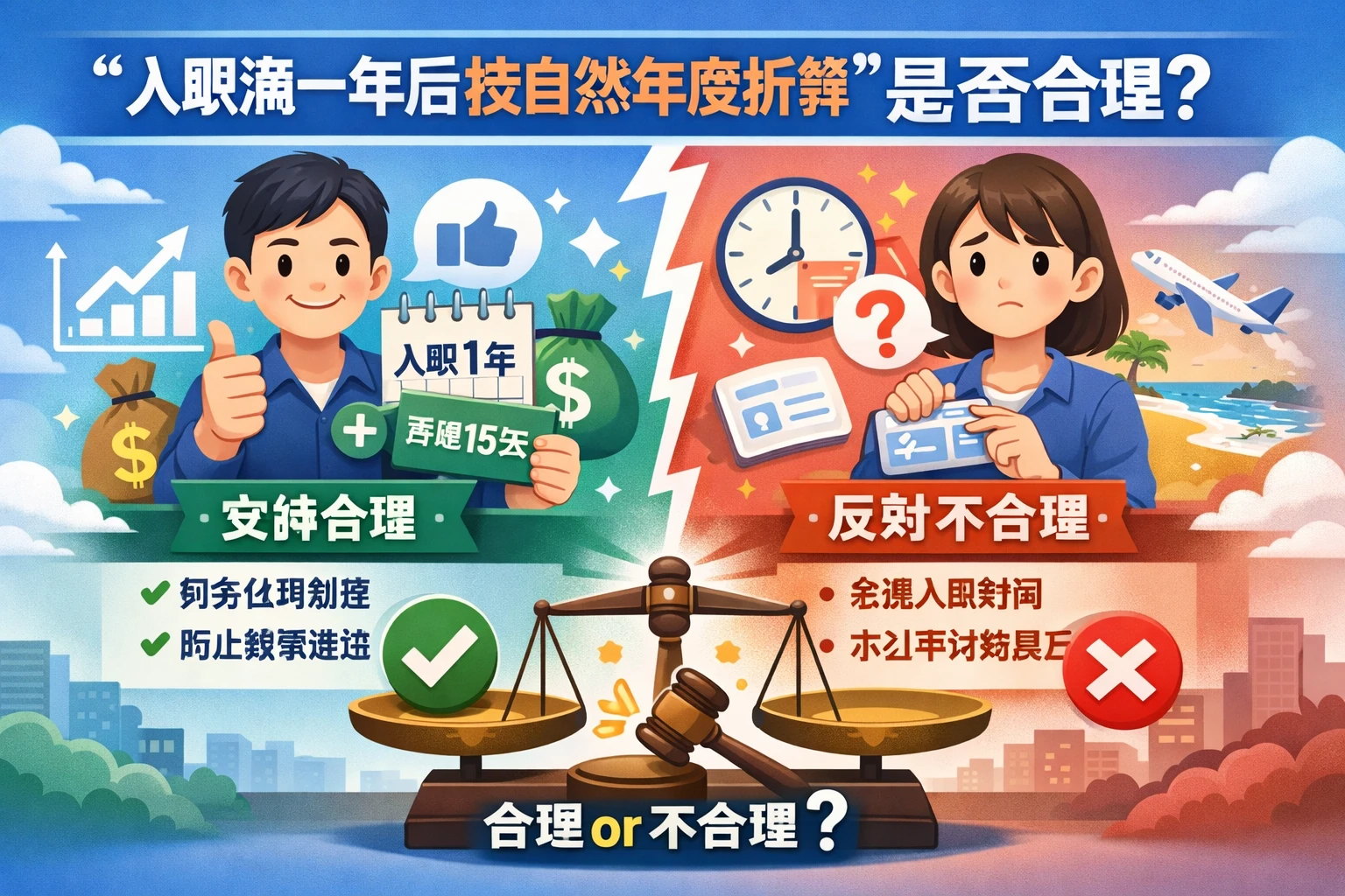 “入职满一年后按自然年度折算”是否合理