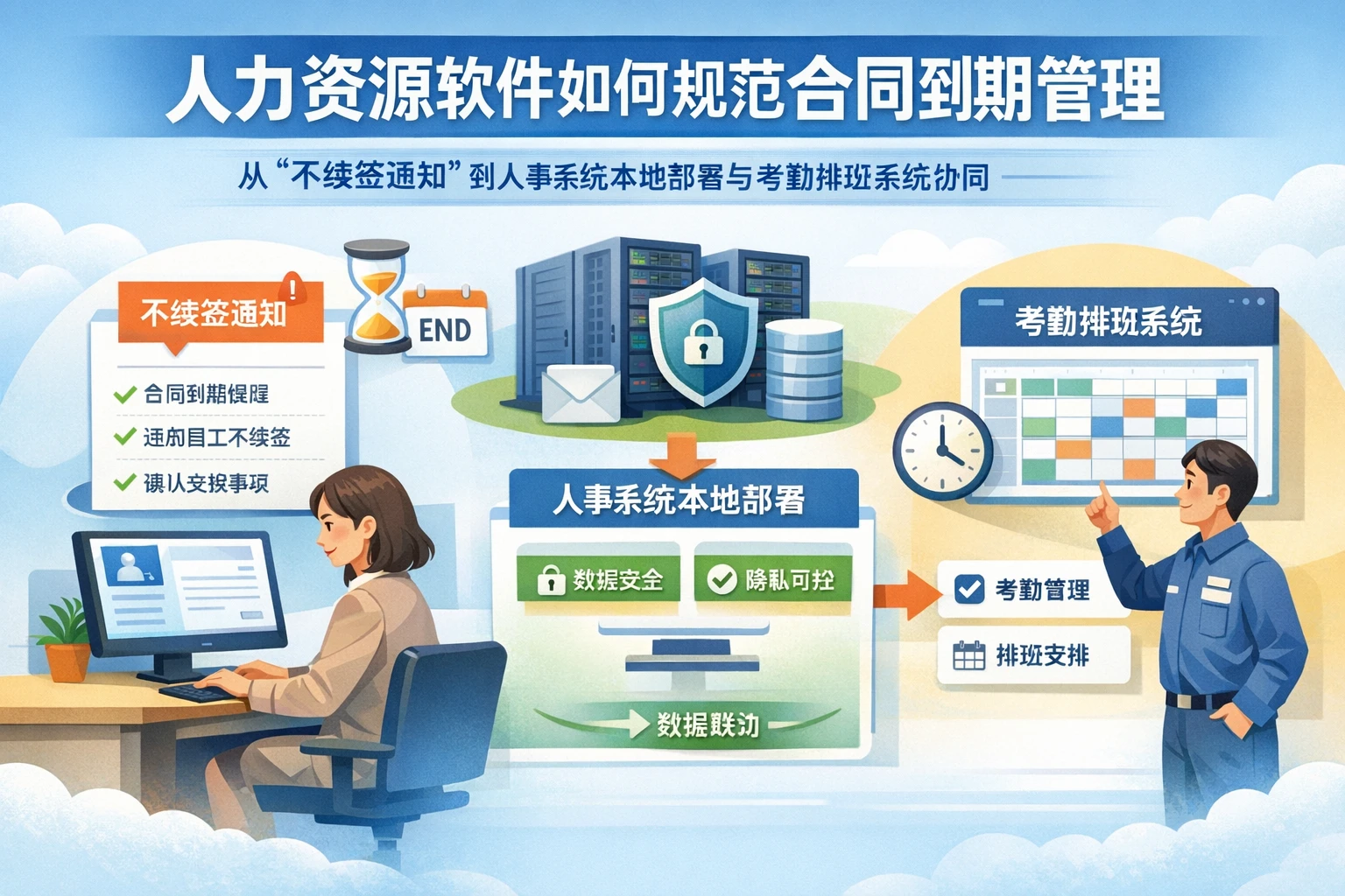 人力资源软件如何规范合同到期管理：从“不续签通知”到人事系统本地部署与考勤排班系统协同
