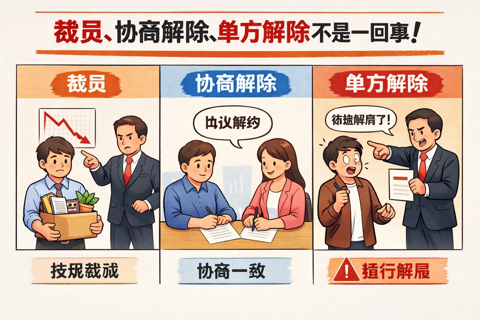 裁员、协商解除、单方解除不是一回事