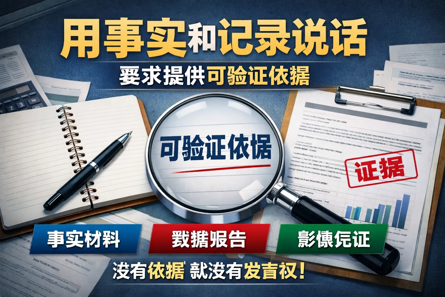 用事实和记录说话，要求提供可验证依据
