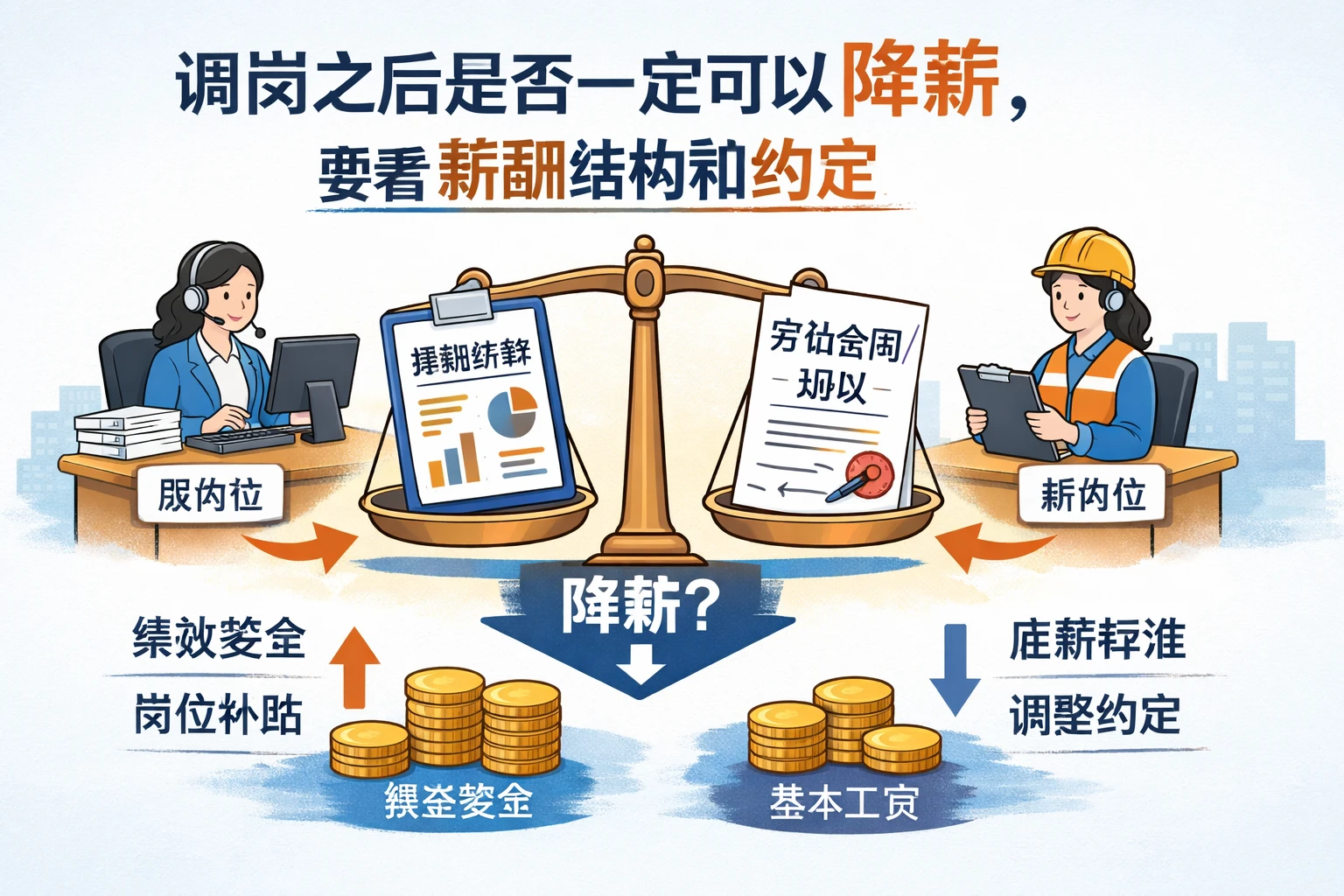 调岗之后是否一定可以降薪，要看薪酬结构和约定