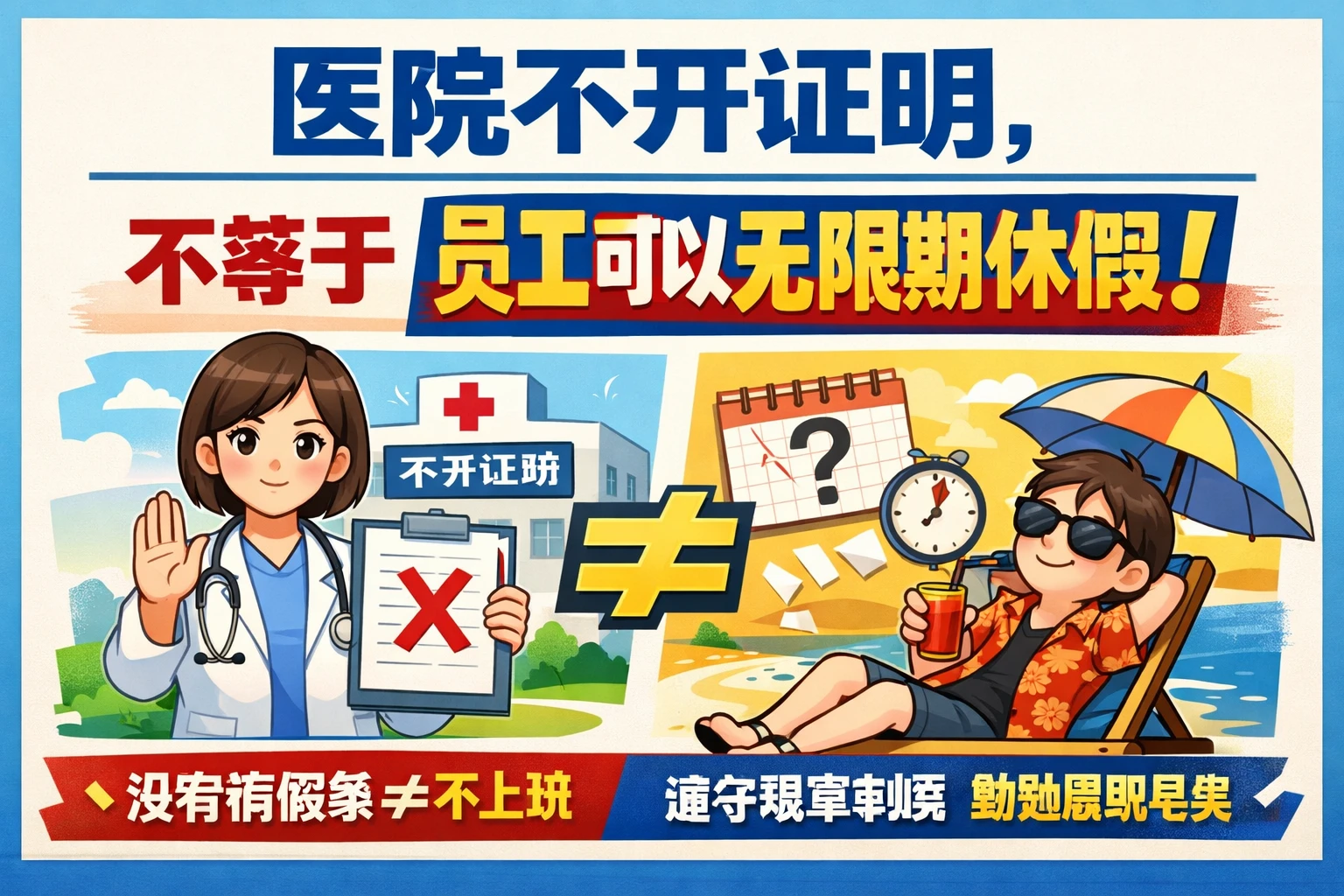 医院不开证明，不等于员工可以无限期休假