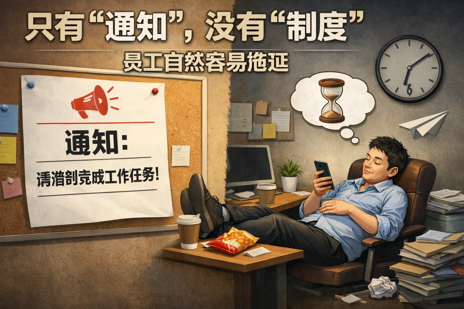 只有“通知”，没有“制度”，员工自然容易拖延