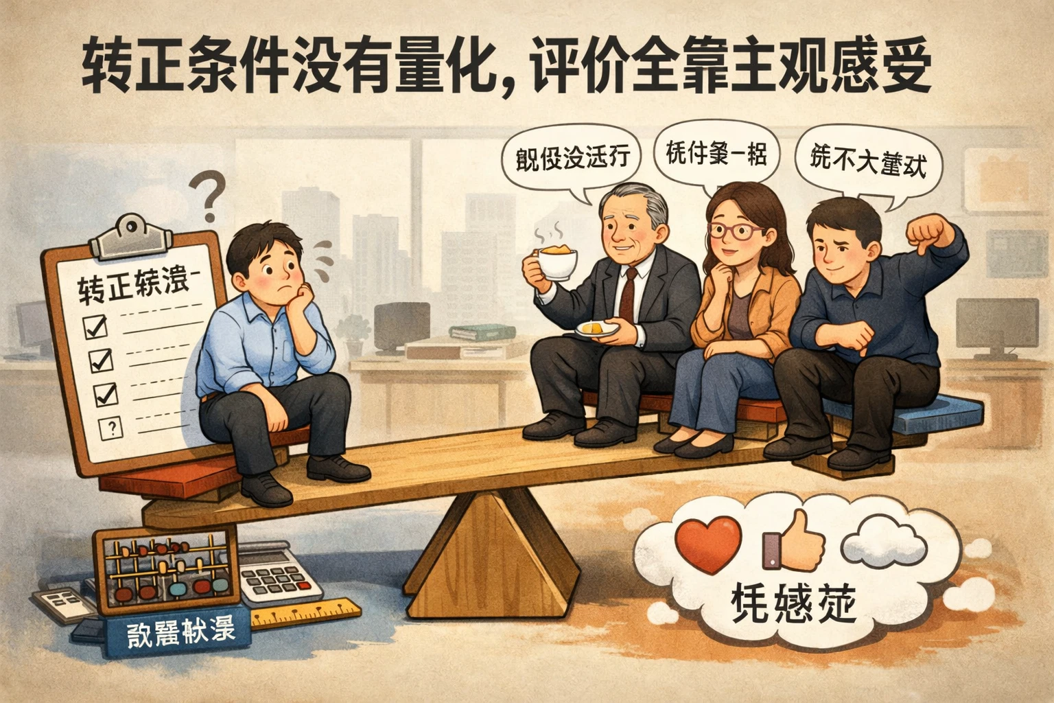 转正条件没有量化,评价全靠主观感受