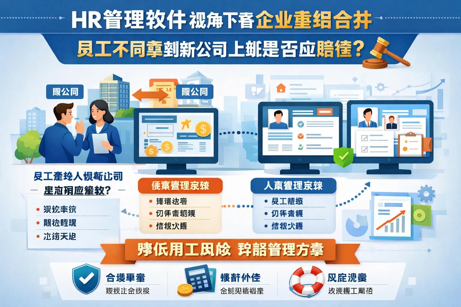 HR管理软件视角下看企业重组合并:员工不同意到新公司上班是否应赔偿,薪资管理系统与人事系统演示如何降低用工风险