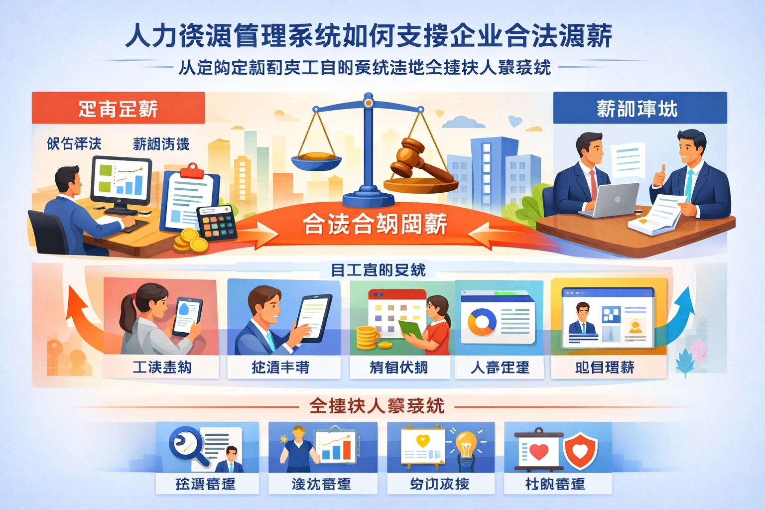 人力资源管理系统如何支撑企业合法调薪：从定岗定薪到员工自助系统落地全模块人事系统