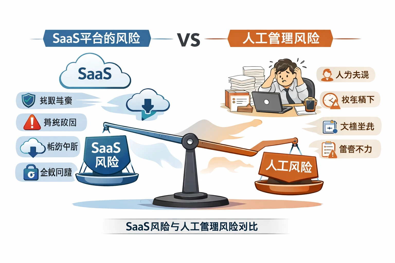 SaaS平台的风险，需要放到“人工管理风险”中比较