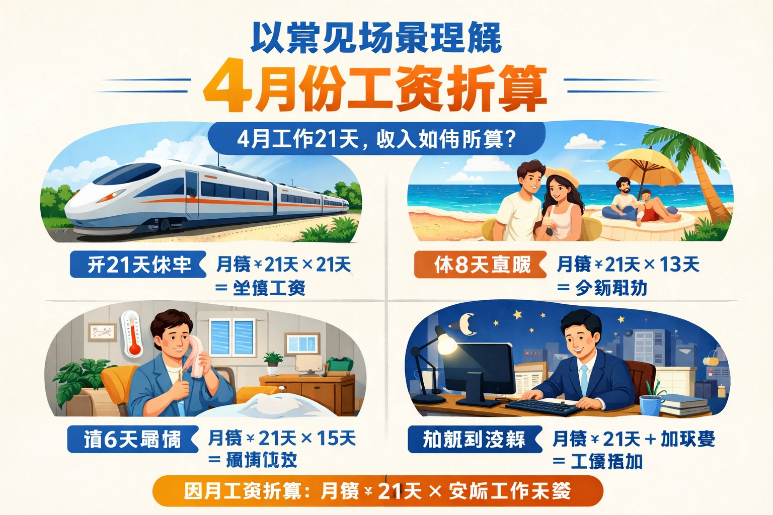 以常见场景理解4月份工资折算