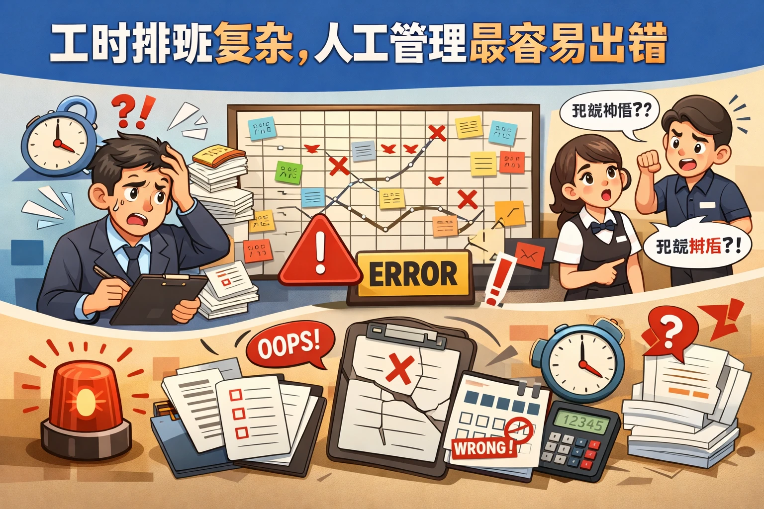 工时排班复杂，人工管理最容易出错